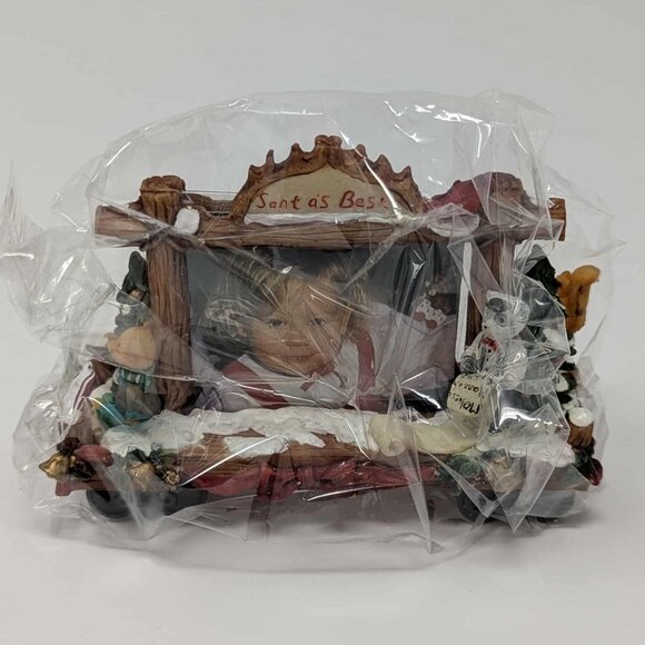 NEW World Bazaar 1995 North Pole Express Bear Train Car Santa's Best Photo Frame - Picture 3 of 7